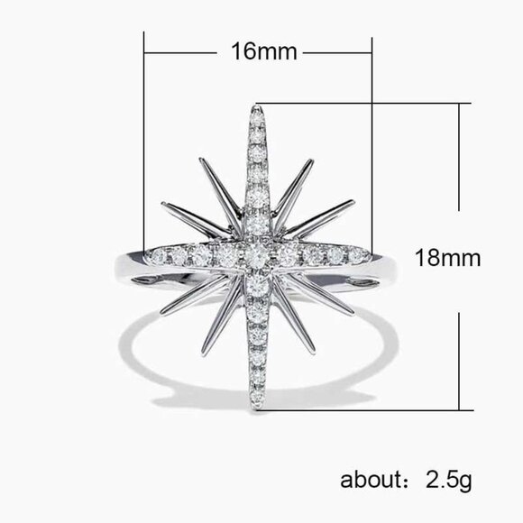 Bling Bling Stars Trendy High Quality Six-pointed Silver Ring for Women, VIP336 - Picture 4 of 7